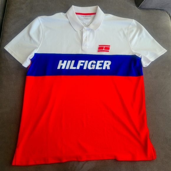 Tommy Hilfiger Other - Tommy Hilfiger Sport Mens Spell Out Red White Blue Polo Shirt XL